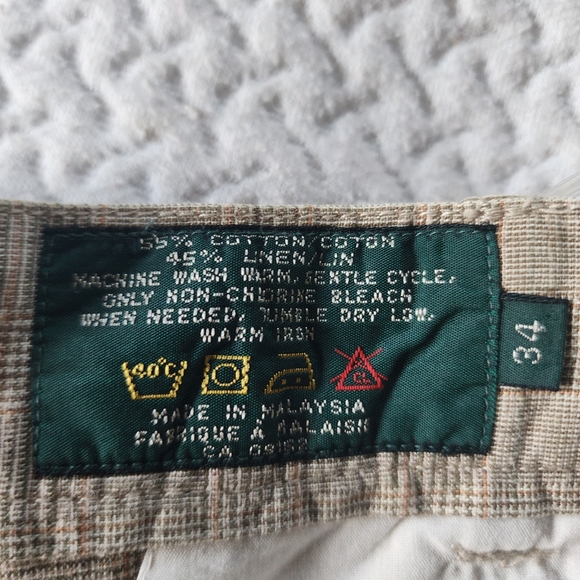 J. J. Farmer Men's Herringbone  Linen Plaid Front Pleated Shorts Size 34 - Picture 9 of 9